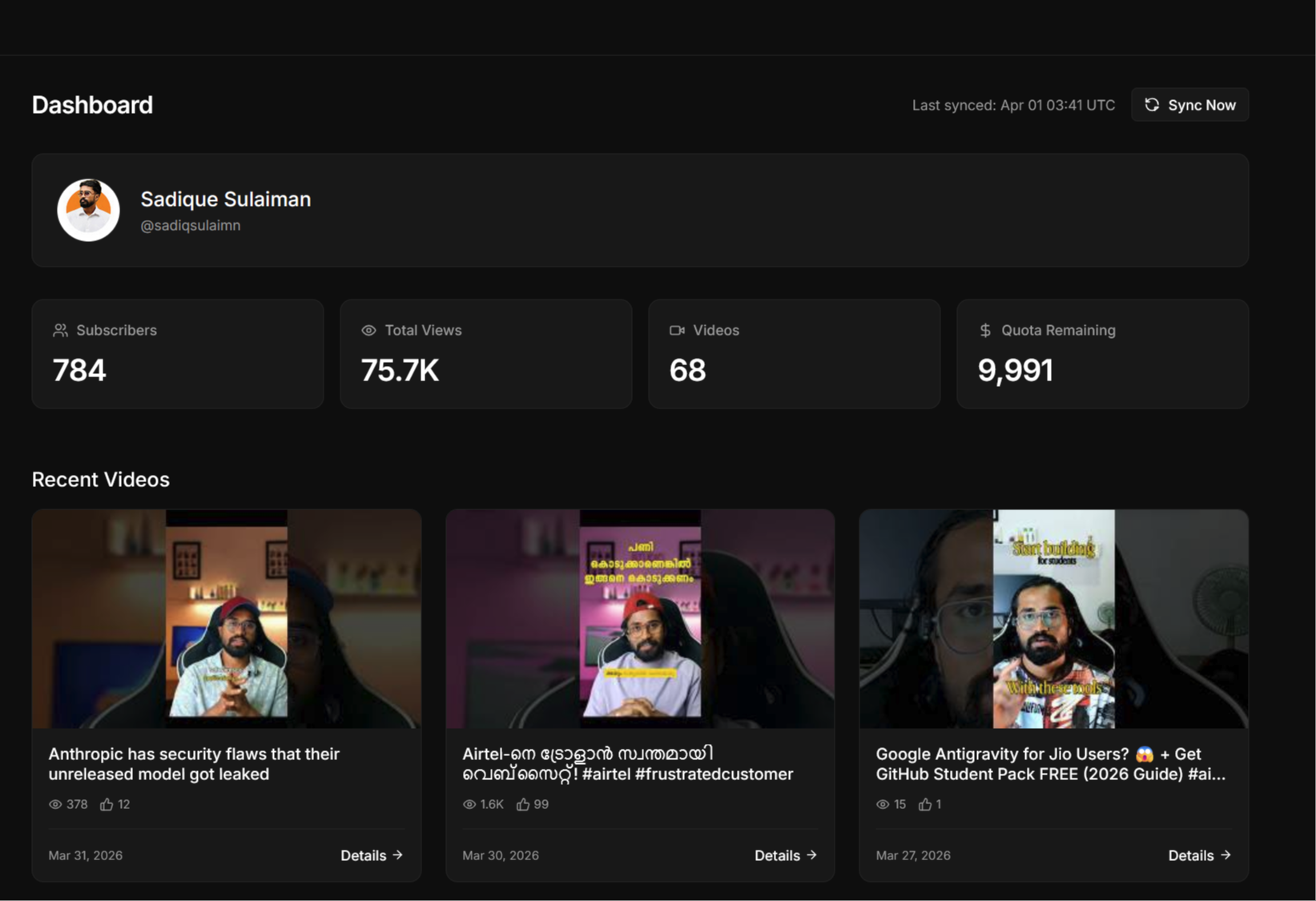 YouTube Monitor Dashboard